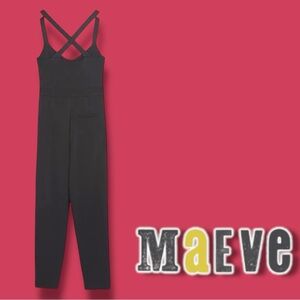 Anthropologie Maeve Jumpsuit in Black with Criss-Cross Back V Neck. Size XS
